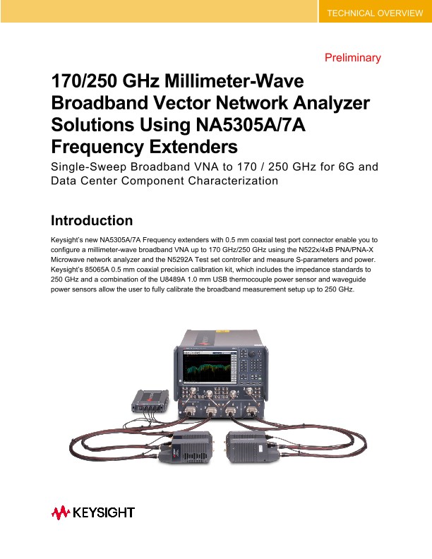 170/250 GHz Millimeter-Wave Broadband Vector Network Analyzer Solutions Using NA5305A/7A Frequency Extenders