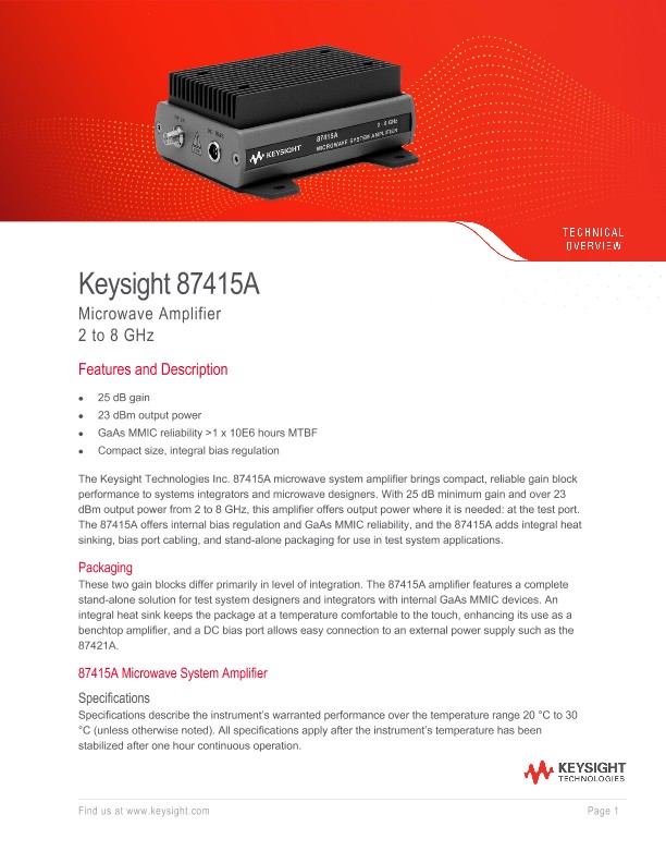 87415A Microwave Amplifier 