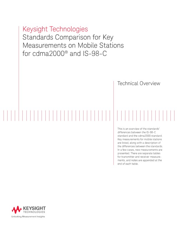 Standards Comparison for Key Measurements on Mobile Stations for cdma2000® and IS-98-C 