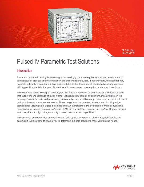 Pulsed-IV Parametric Test Solutions
