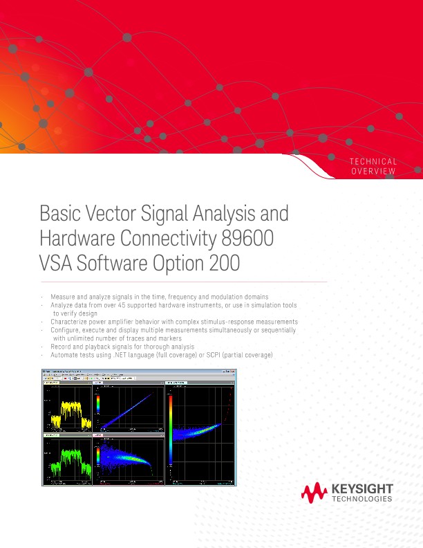 Basic Vector Signal Analysis and Hardware Connectivity 89600 VSA Software Option 200