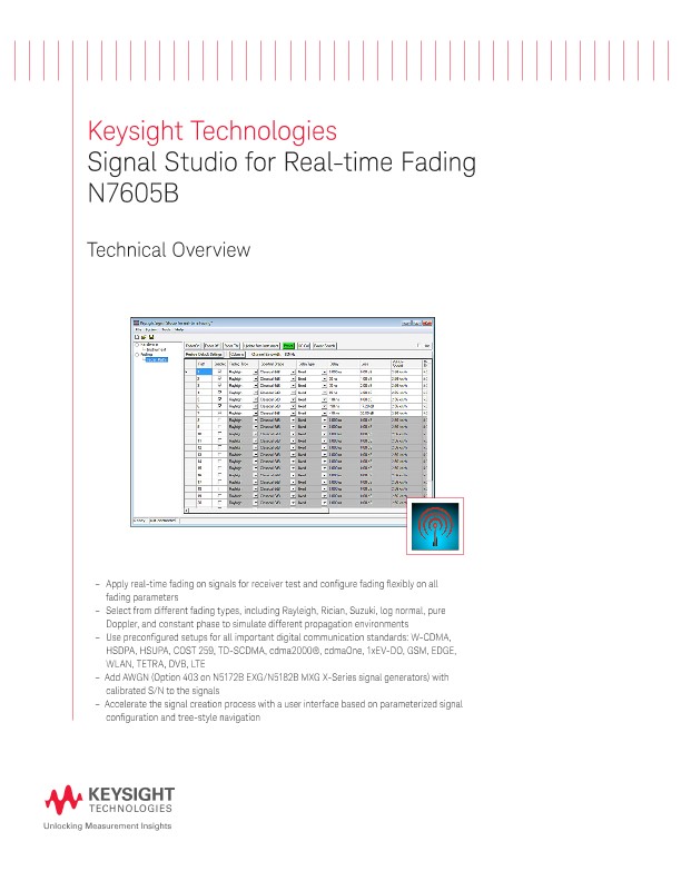 N7605B Signal Studio for Real-time Fading