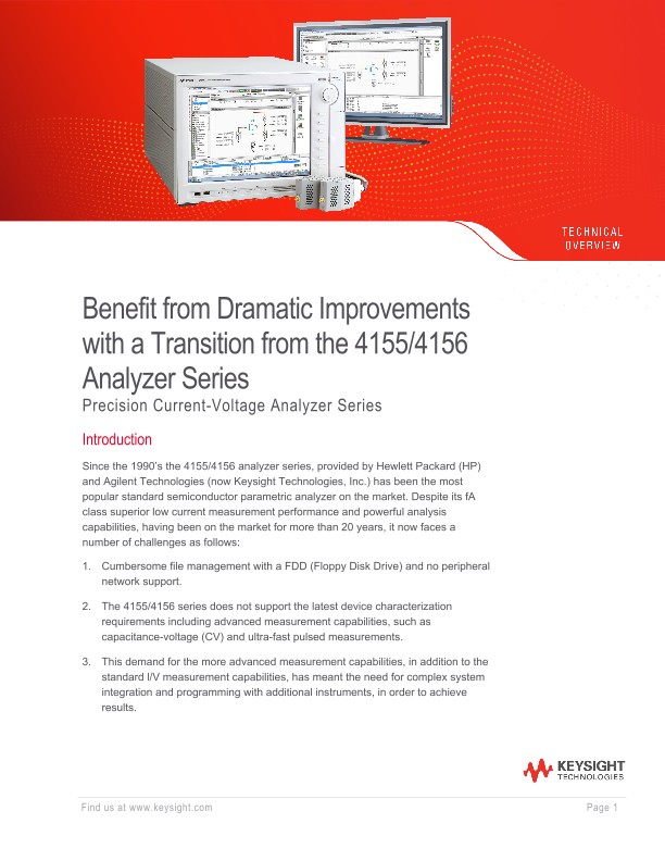 Benefit from Dramatic Improvements with a Transition from the 4155/4156 Analyzer Series