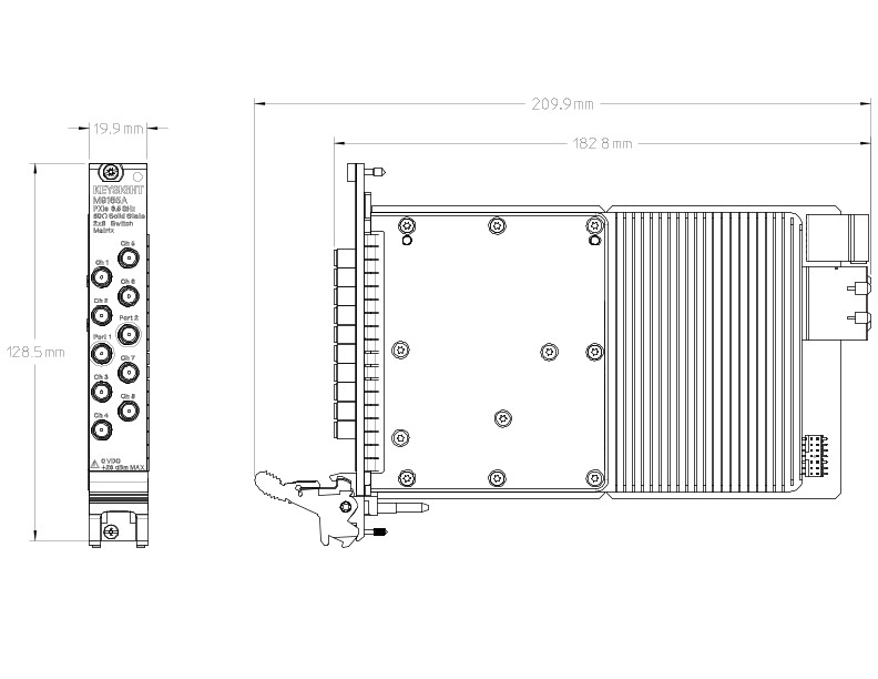 M9165x 2x8 USB solid state switch matrix 2D drawing, PDF Format
