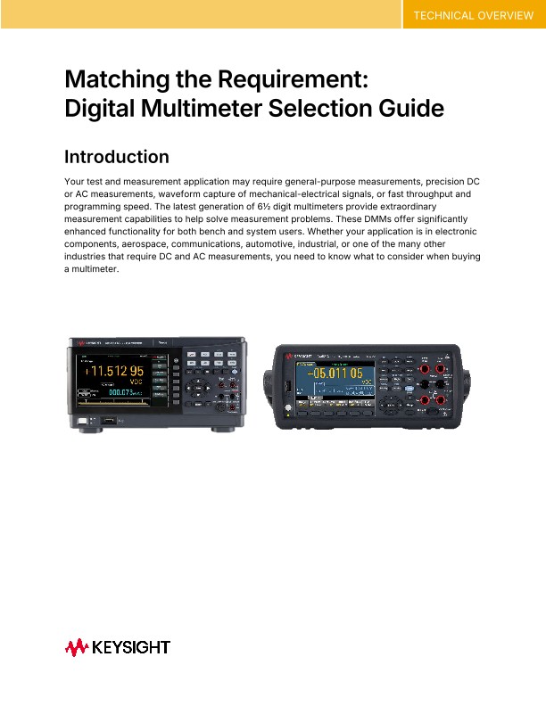 Matching the Requirement: Digital Multimeter Selection Guide
