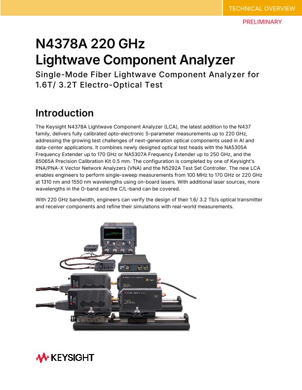 N4378A 220 GHz Lightwave Component Analyzer