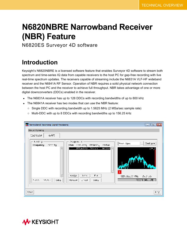 N6820NBRE Narrowband Receiver (NBR) Feature