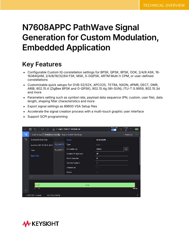 N7608APPC PathWave Signal Generation for Custom Modulation, Embedded Application