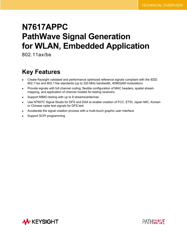 N7617APPC PathWave Signal Generation for WLAN, Embedded Application