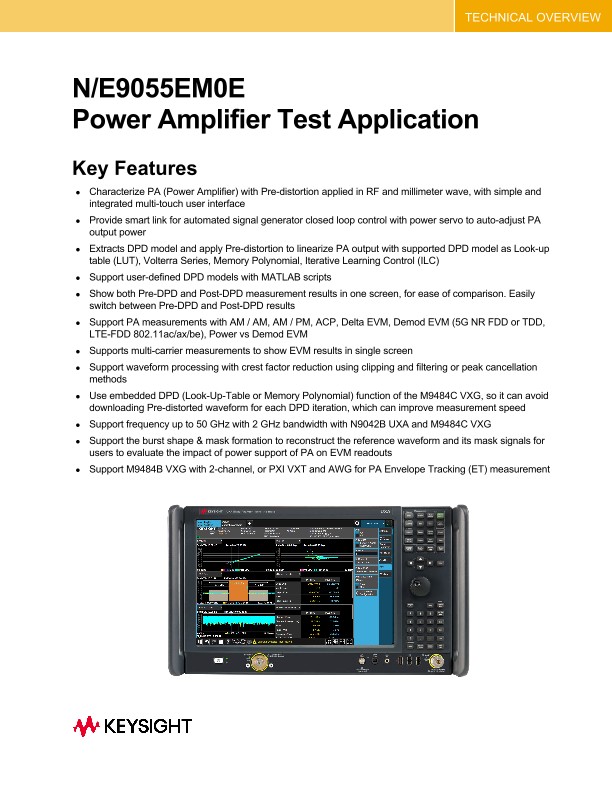 Power Amplifier Test Application PDF Asset Page | Keysight