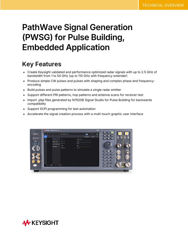 PathWave Signal Generation (PWSG) for Pulse Building, Embedded Application