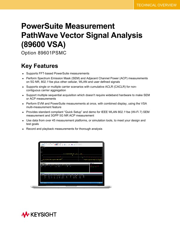 PowerSuite Measurement PathWave Vector Signal Analysis (89600 VSA) Option 89601PSMC