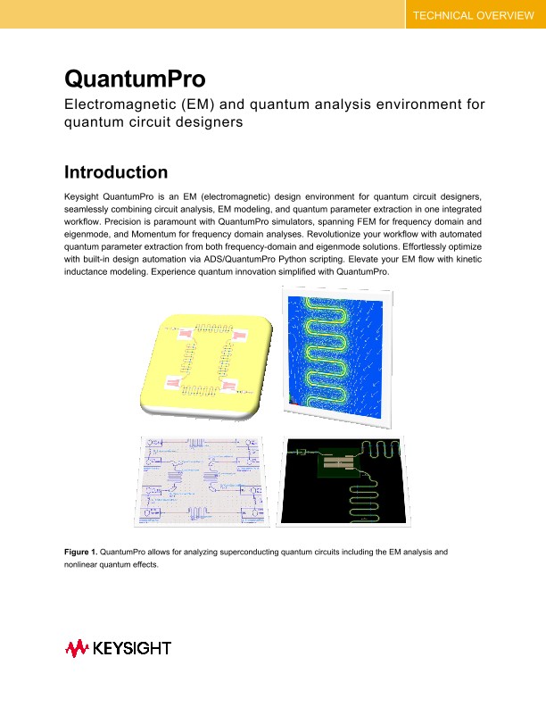 QuantumPro Electromagnetic (EM) and Quantum Analysis Environment for Quantum Circuit Designers 