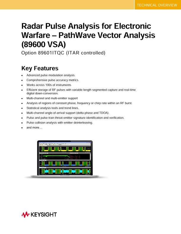 Radar Pulse Analysis for Electronic Warfare – PathWave Vector Analysis (89600 VSA)