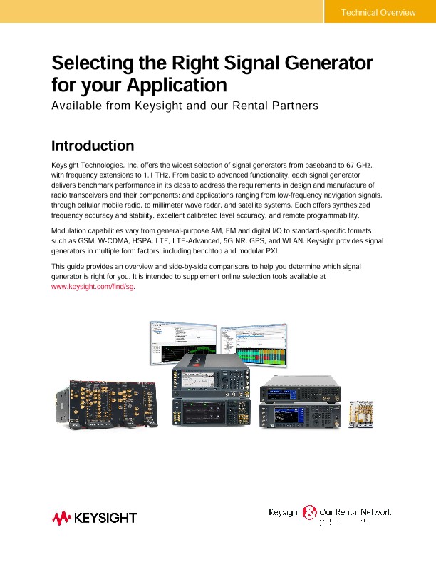 Selecting the Right Signal Generator for your Application