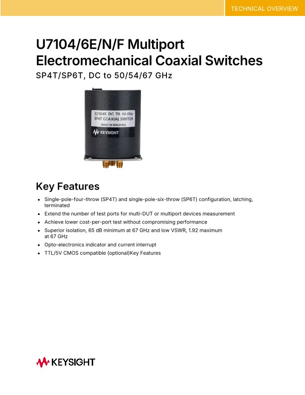 U7104/6E/N/F Multiport Electromechanical Coaxial Switches