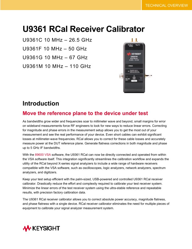 U9361 RCal Receiver Calibrator