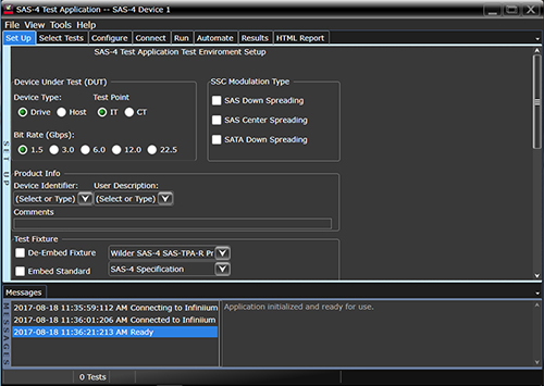 Select the SAS-4 tests needed