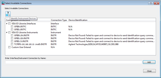 Add Instruments or GPIB-type Interfaces