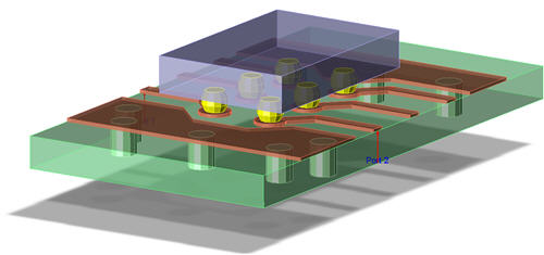 3D EM Design Showing Solder Bumps