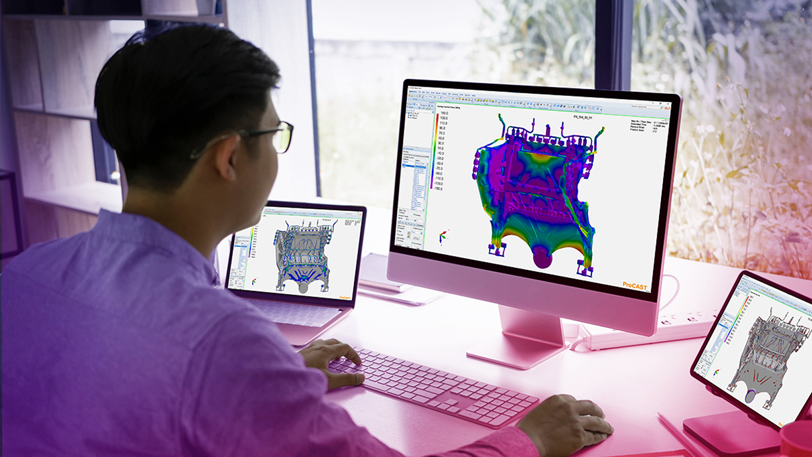 Engineer using Casting (ProCAST) simulation software