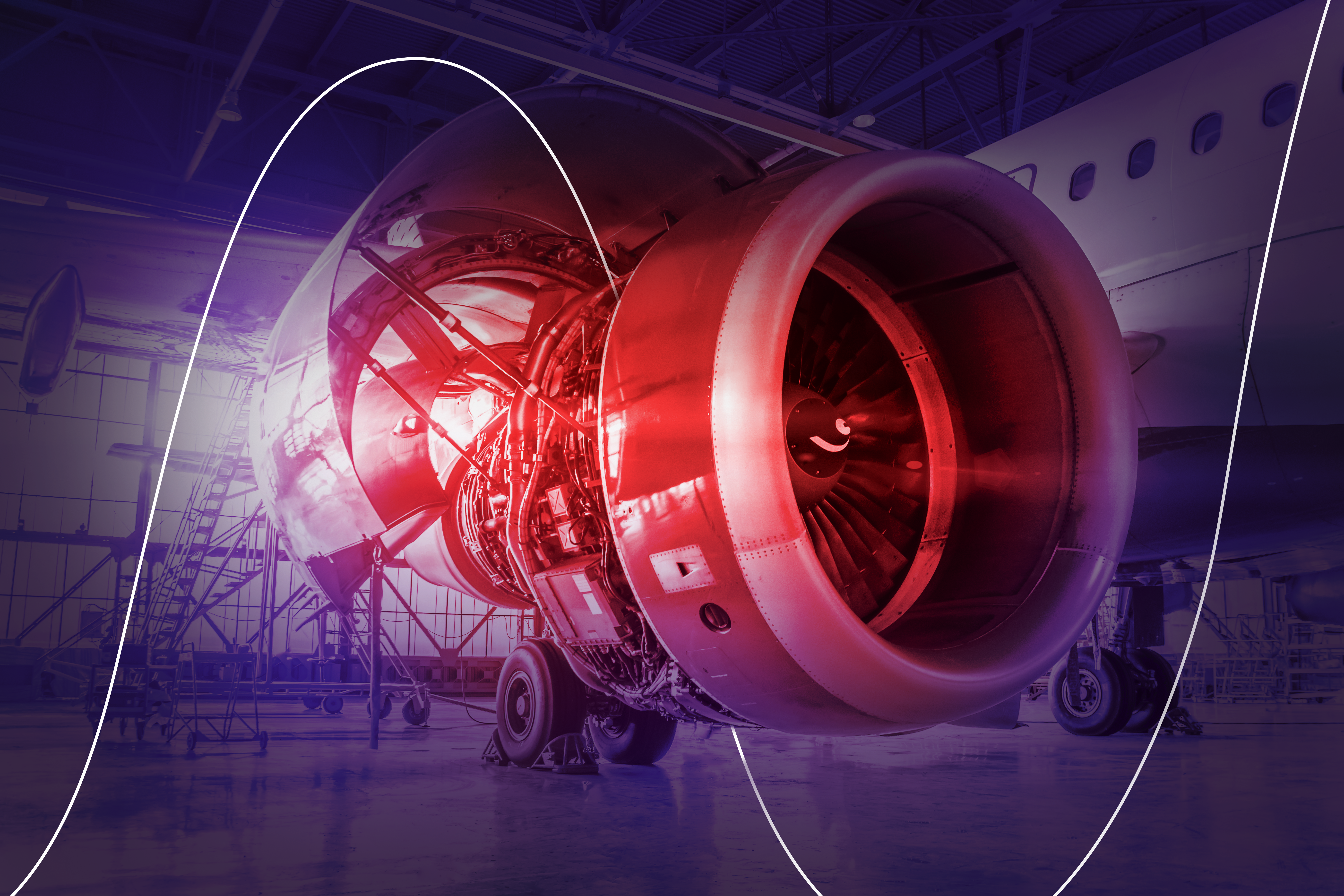 Jet engine turbine on aircraft wing