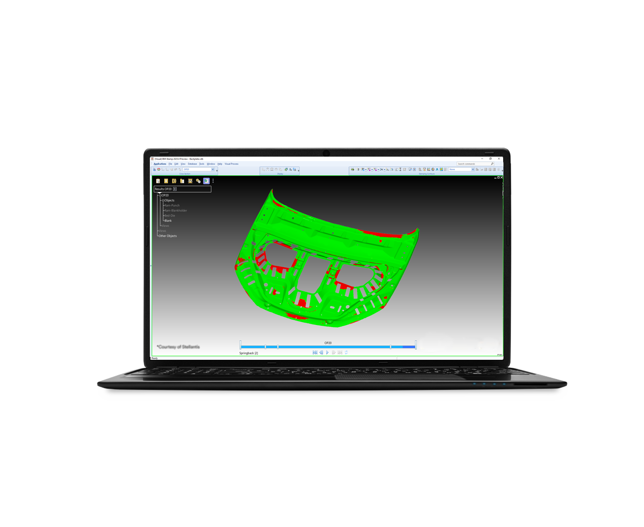 Stamping software on laptop