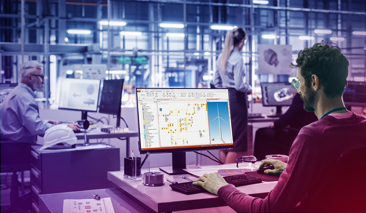 Engineer using Multi-Domain System (SimulationX) software