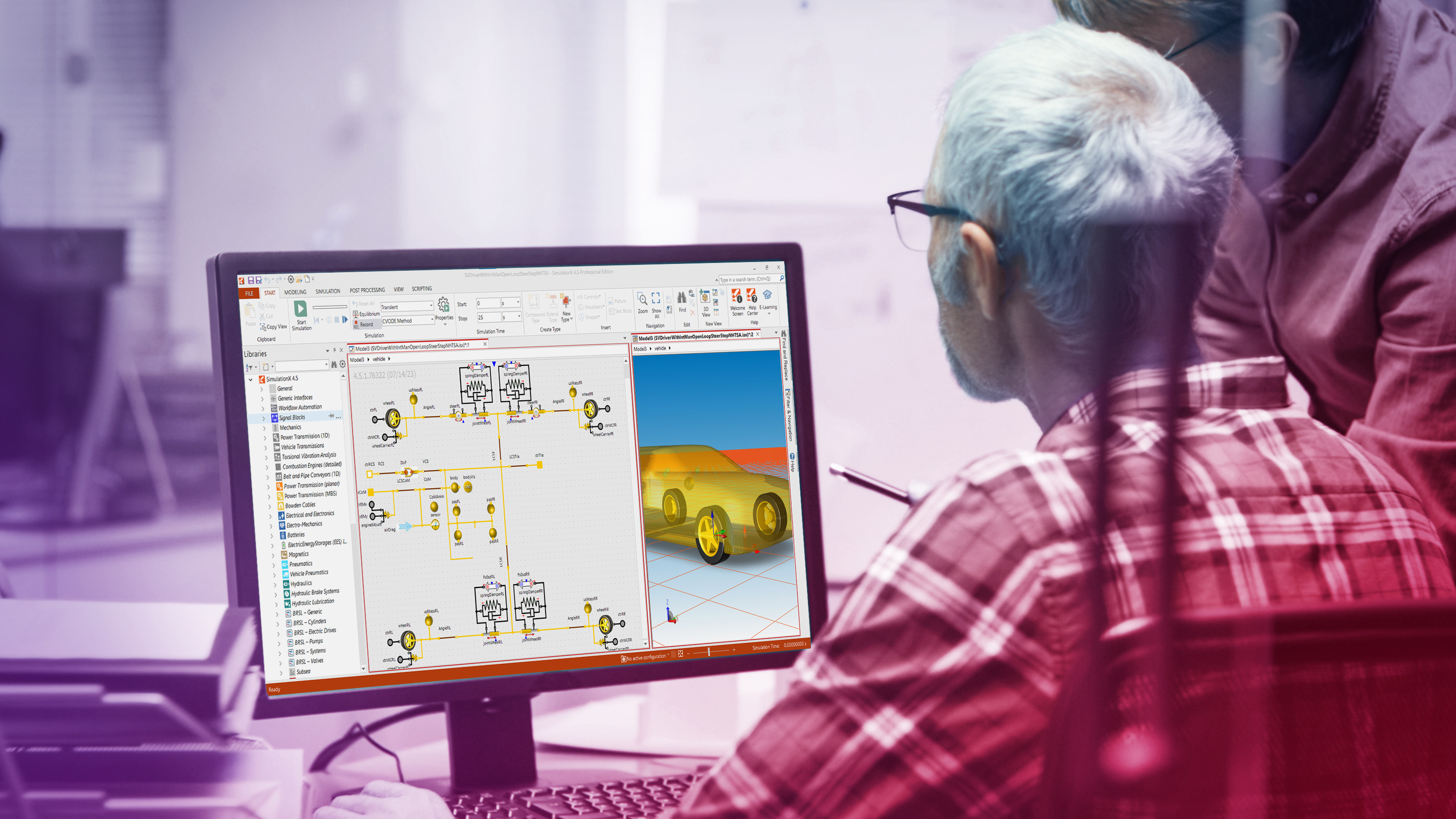 Engineer using Multi-Domain System (SimulationX) software