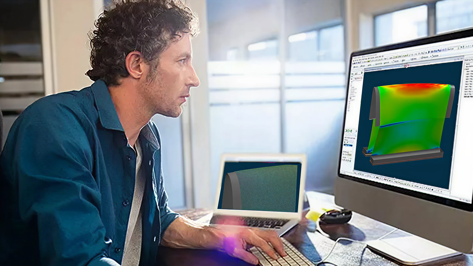 Engineer working with simulation software