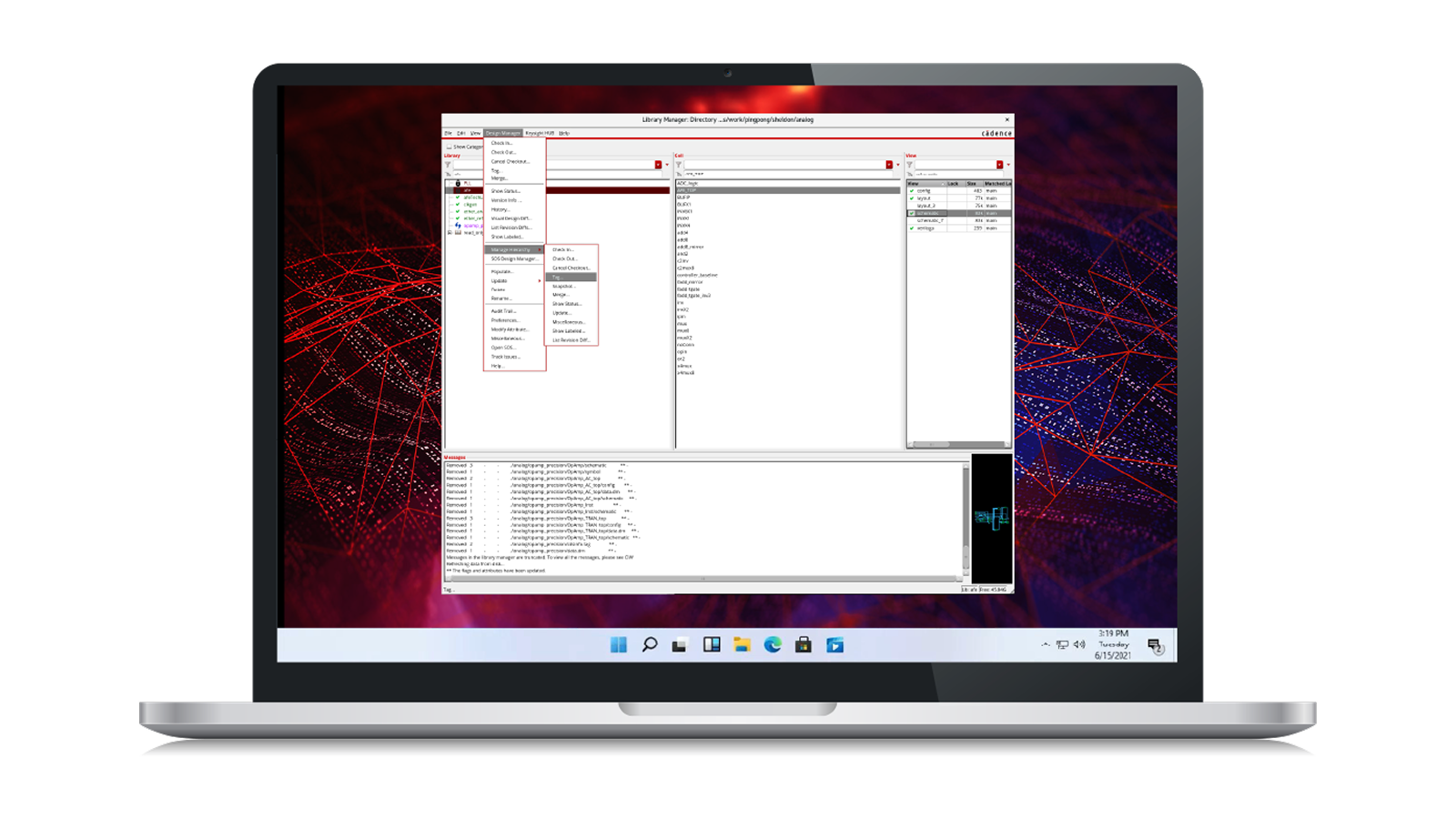 SOS for Cadence Virtuoso software on laptop