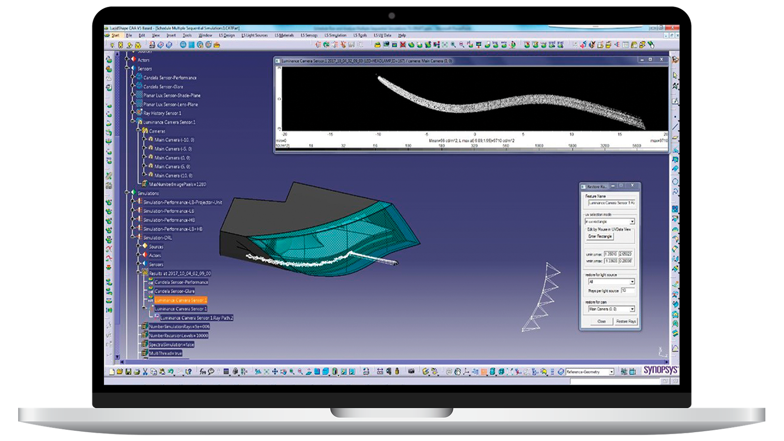 LucidShape CAA V5 Based software on a laptop