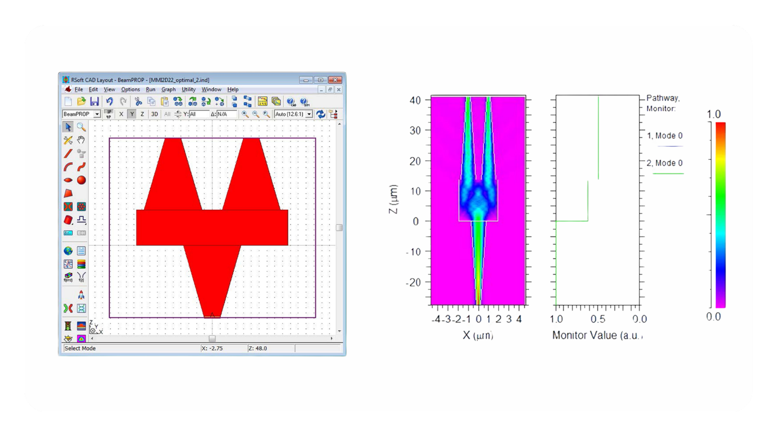 RSoft BeamPROP BPM on a laptop