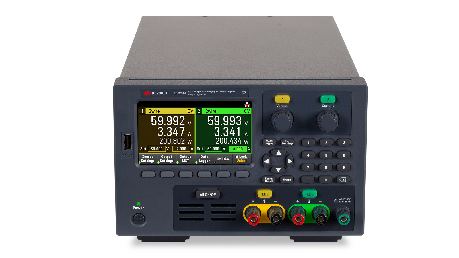 E36200 自动量程电源——前俯视图