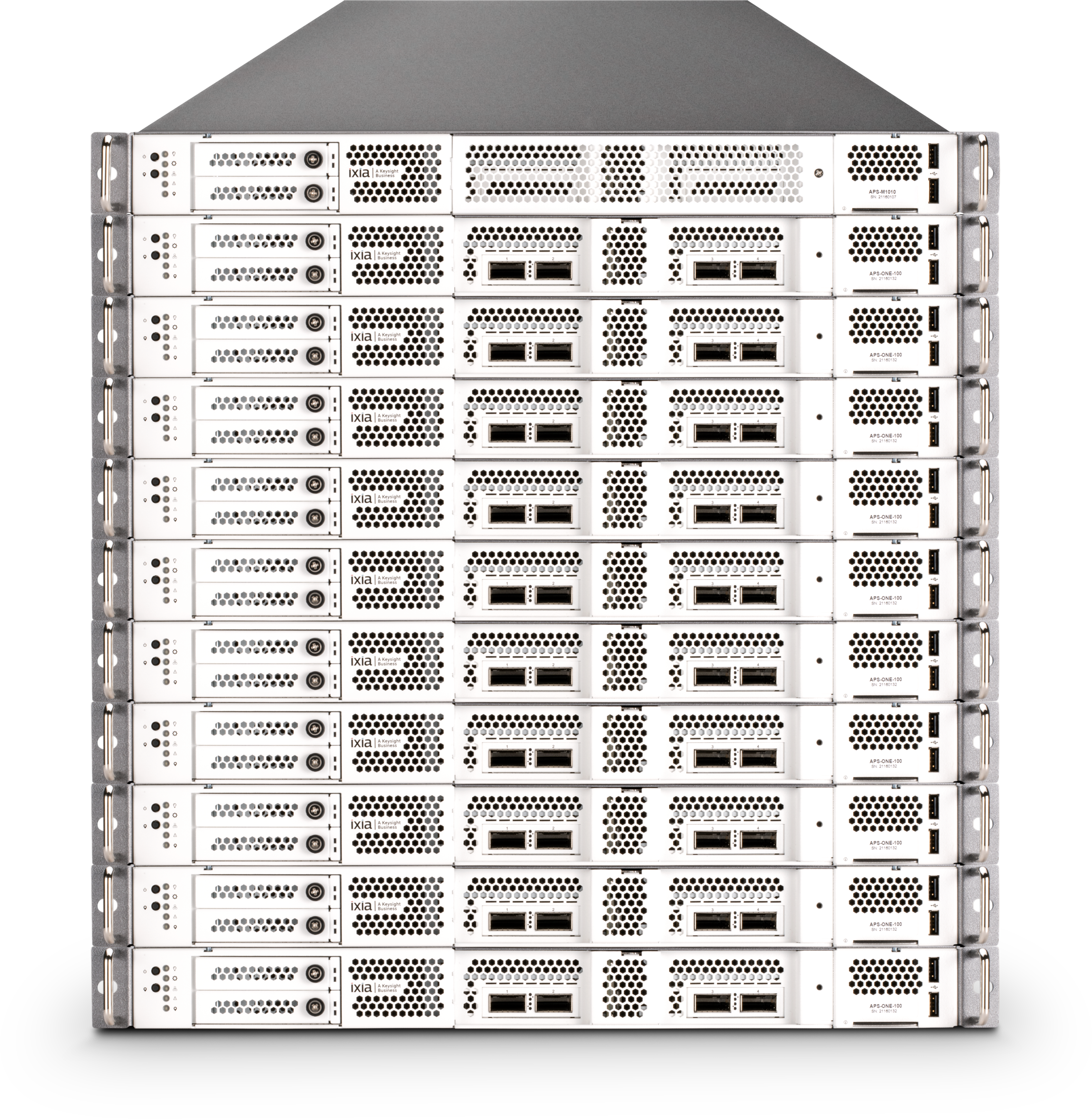 APS-ONE-100 计算节点示意图，配备4个100GE前置I/O端口