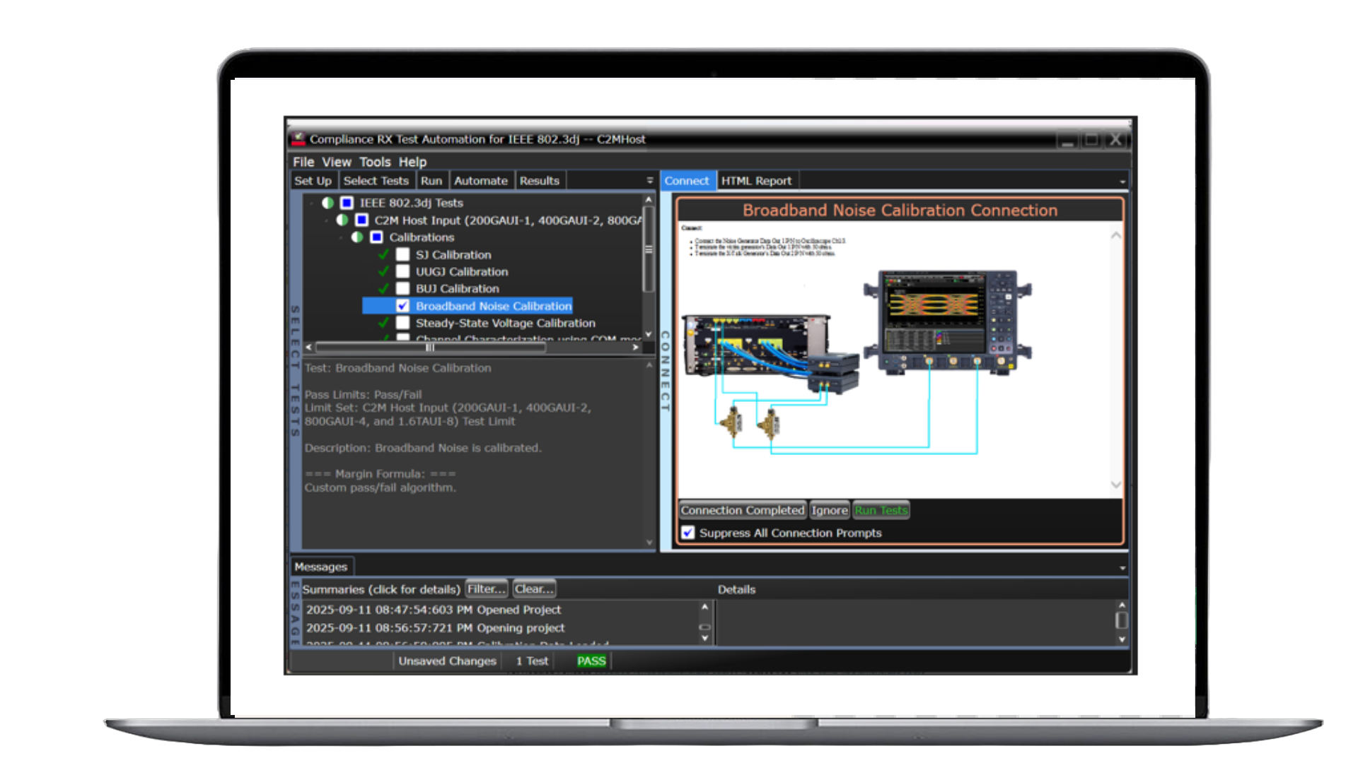 M8091DJCA 接收器符合性测试应用程序（适用于 IEEE 802.3dj）