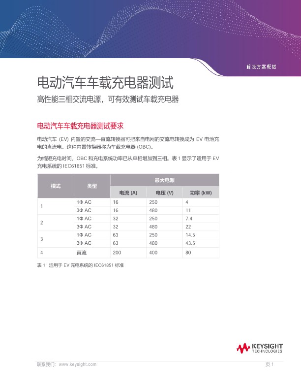 电动汽车车载充电器测试