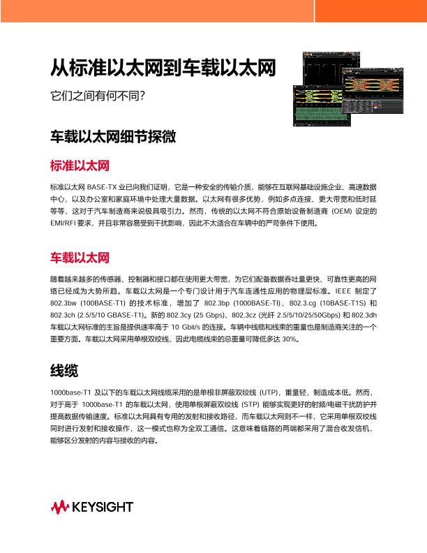 从标准以太网到车载以太网