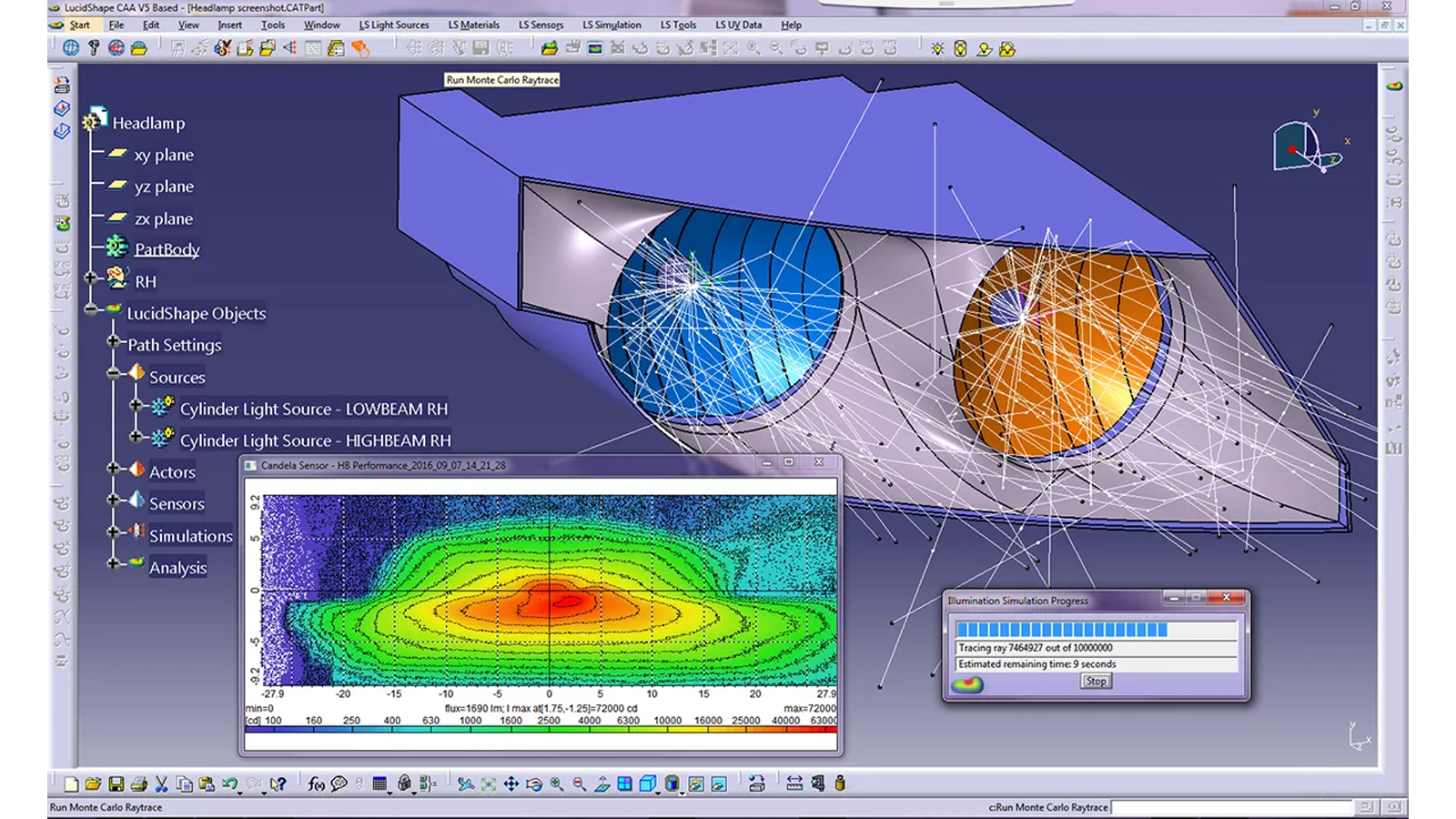 LucidShape CAA V5 Based 是一款与 CATIA 集成的光学设计软件，可让您在开发过程中立即使用 CATIA 的各项操作和功能。