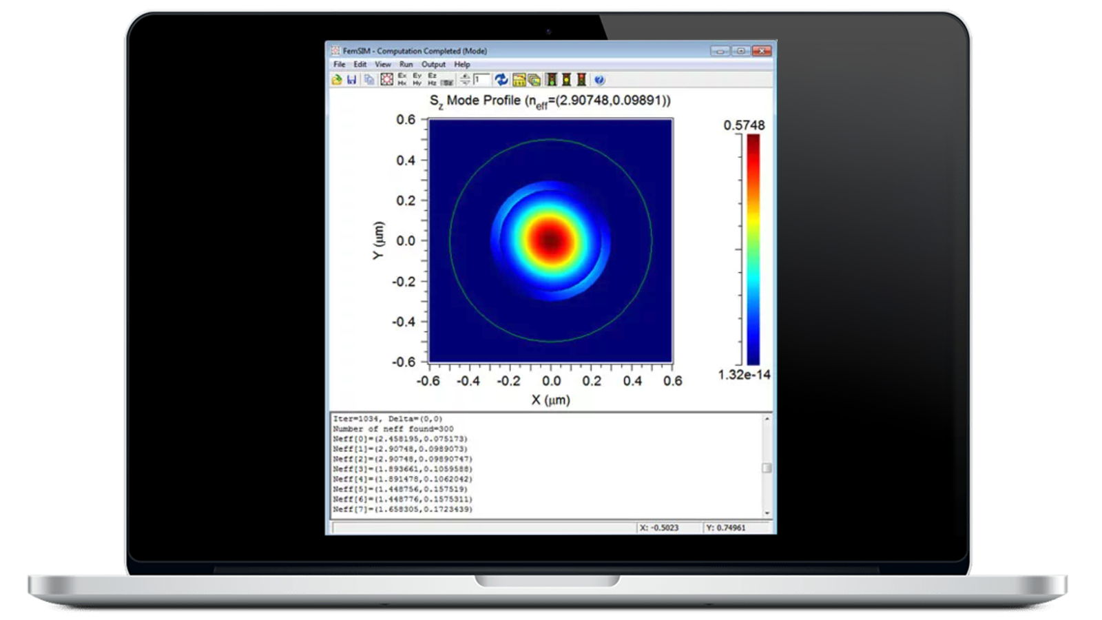 RSoft FemSIM FEM software image on laptop